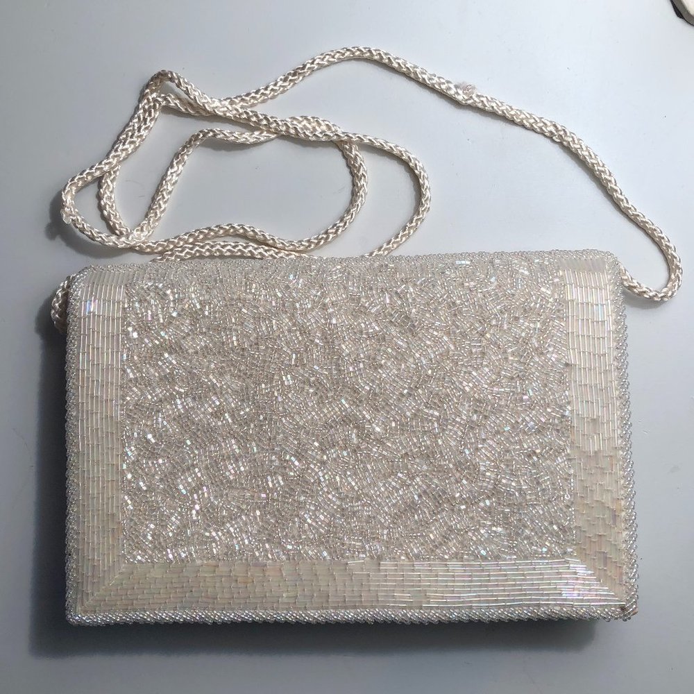 White, Beaded La Regale Purse